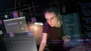a person working on code and copyright issues