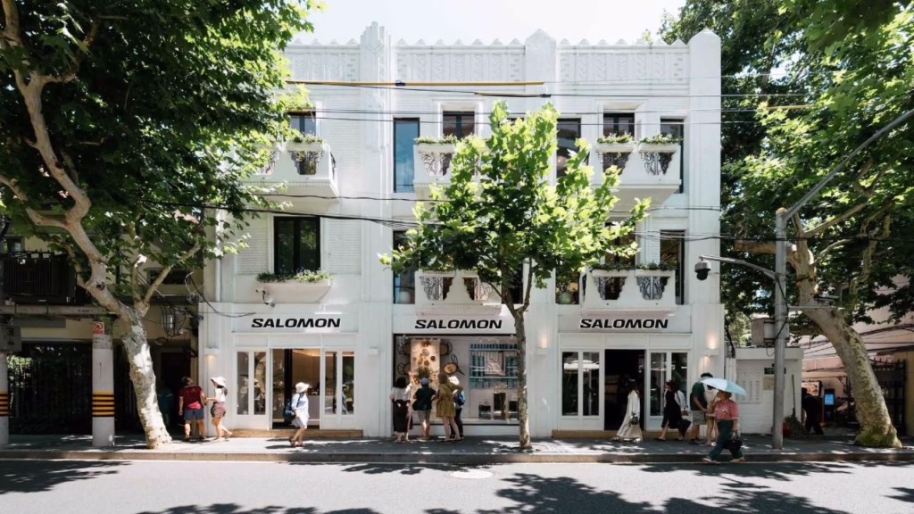 Storefront of new Salomon Concept Store on Anfu Road, located in one of Shanghai's most stylish neighborhoods.